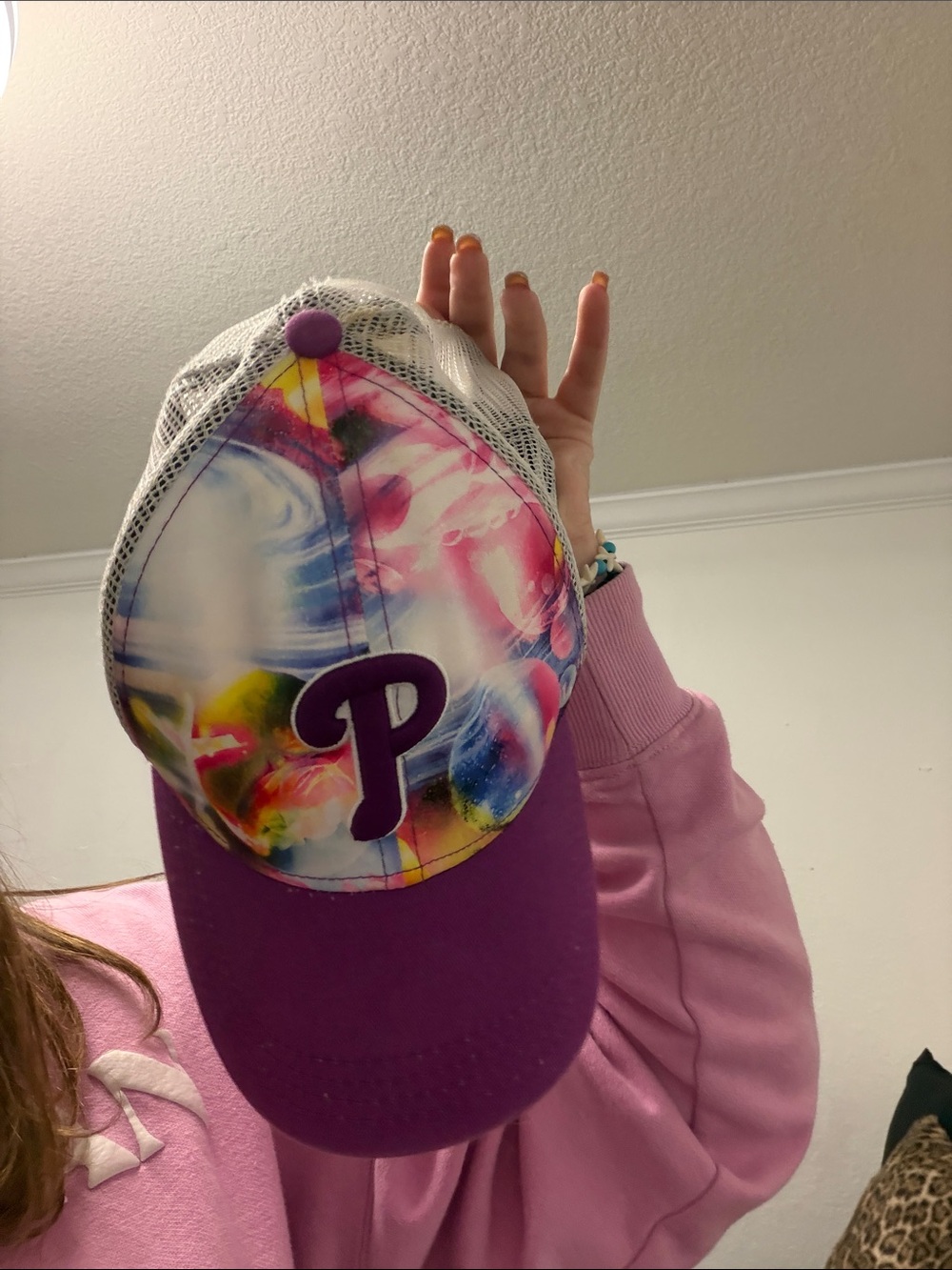 Philadelphia Phillies Kids Tie-Dye Trucker Hat - Purple